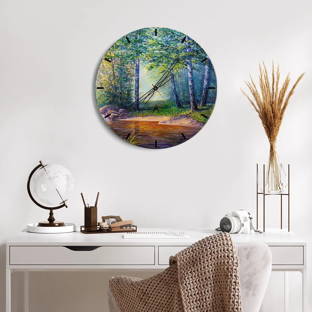 Wanduhr - Glasuhr - Idyllische Landschaft - 30x30 cm