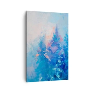 Bild auf Leinwand - Leinwandbild - Abstrakte Komposition in Blau- und Rosatönen - 80x120cm - Winter-Abstraktion - Moderne Wanddekoration für Wohnzimmer und Schlafzimmer ARTTOR