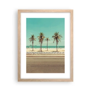 Poster in einem Rahmen aus heller Eiche - Beim Bewachen des Strandes - 30x40 cm