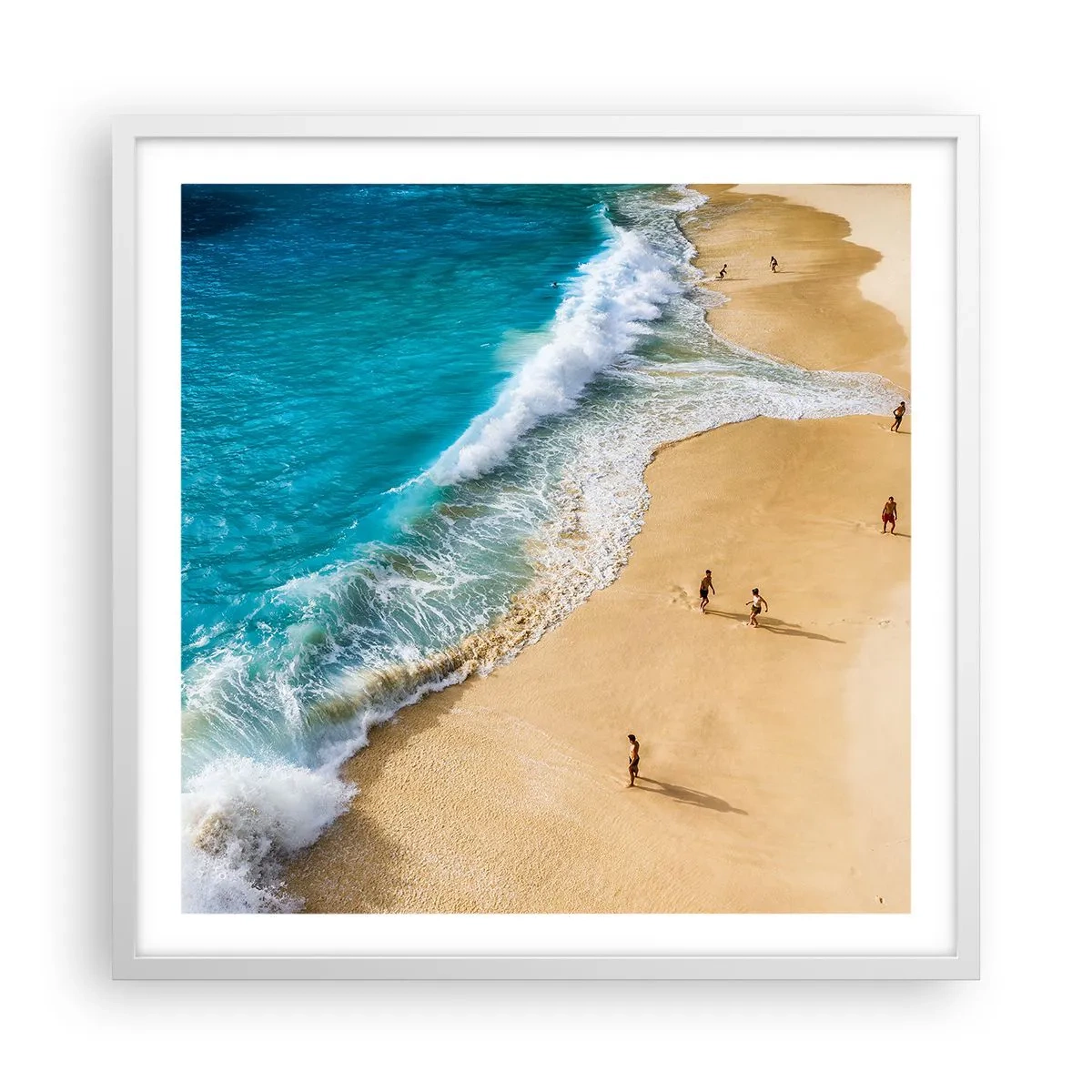 Poster in einem weißen Rahmen - Und dann die Sonne, der Strand… - 60x60 cm