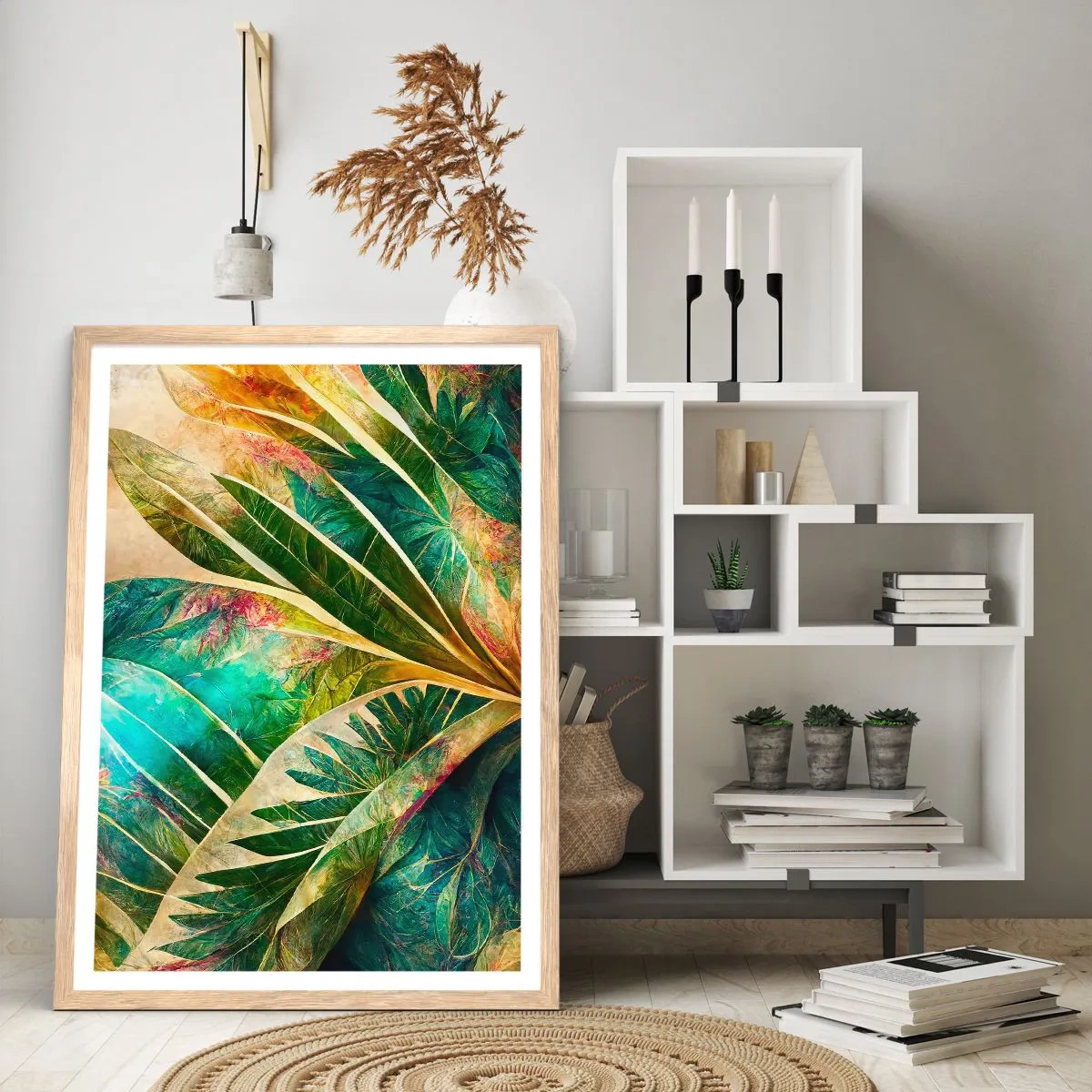 Poster in einem Rahmen aus heller Eiche - Farben der Tropen - 40x50 cm