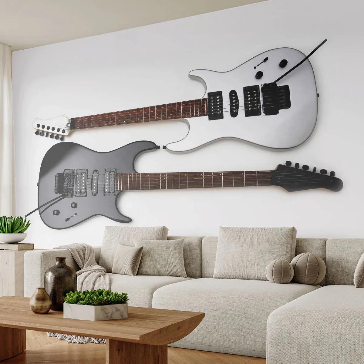 Fototapete Premium Sand - Harmonie der Formen - Musik, Elektrische Gitarre, Ein Musikinstrument - 250x175 cm