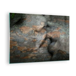 Glasbild - Bild auf glas - In die Struktur der Baumrinde eingebettete Gesichter - 70x50cm - Für immer zusammen - Moderne Wanddekoration für Wohnzimmer und Schlafzimmer ARTTOR