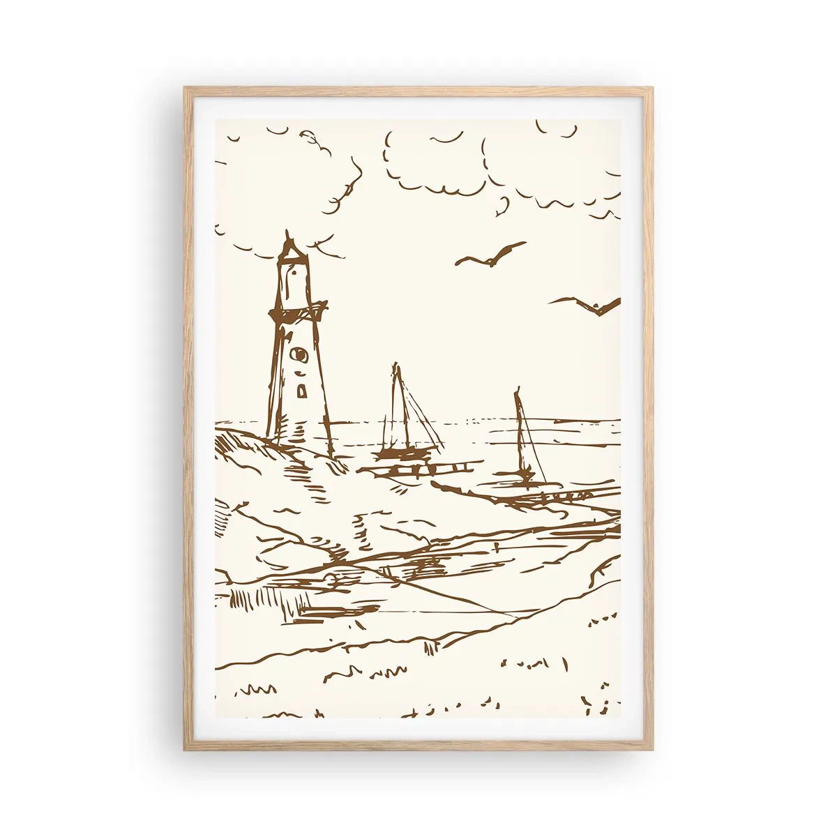 Poster in einem Rahmen aus heller Eiche - Ein Überblick über die Erinnerungen an den Sommer - 70x100 cm