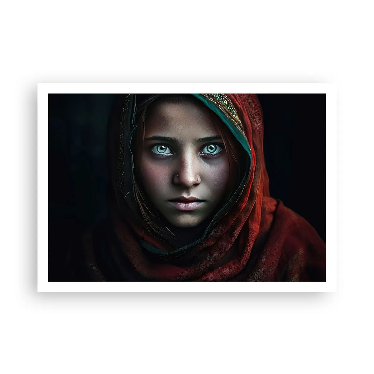 Poster - Porträt einer Frau mit intensivem Blick in warmen Farben - 100x70cm - Prinzessin aus dem Osten - Moderne Wanddekoration für Wohnzimmer und Schlafzimmer ARTTOR