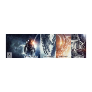 Fototapeten Muster Premium Canvas - Weltraumabenteuer - Kosmos, Astronaut, Sterne - 100x30 cm