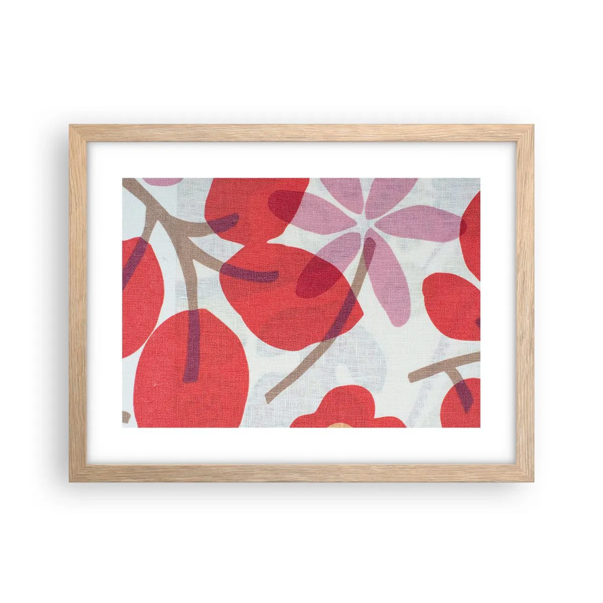 Poster in einem Rahmen aus heller Eiche - Blumenarrangement in Rosa - 40x30 cm