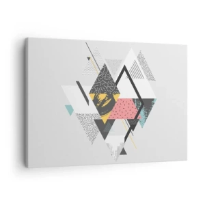 Bild auf Leinwand - Leinwandbild - Geometrische Muster auf hellem Hintergrund - 70x50cm - Variation über Dreieck und Raute - Moderne Wanddekoration für Wohnzimmer und Schlafzimmer ARTTOR