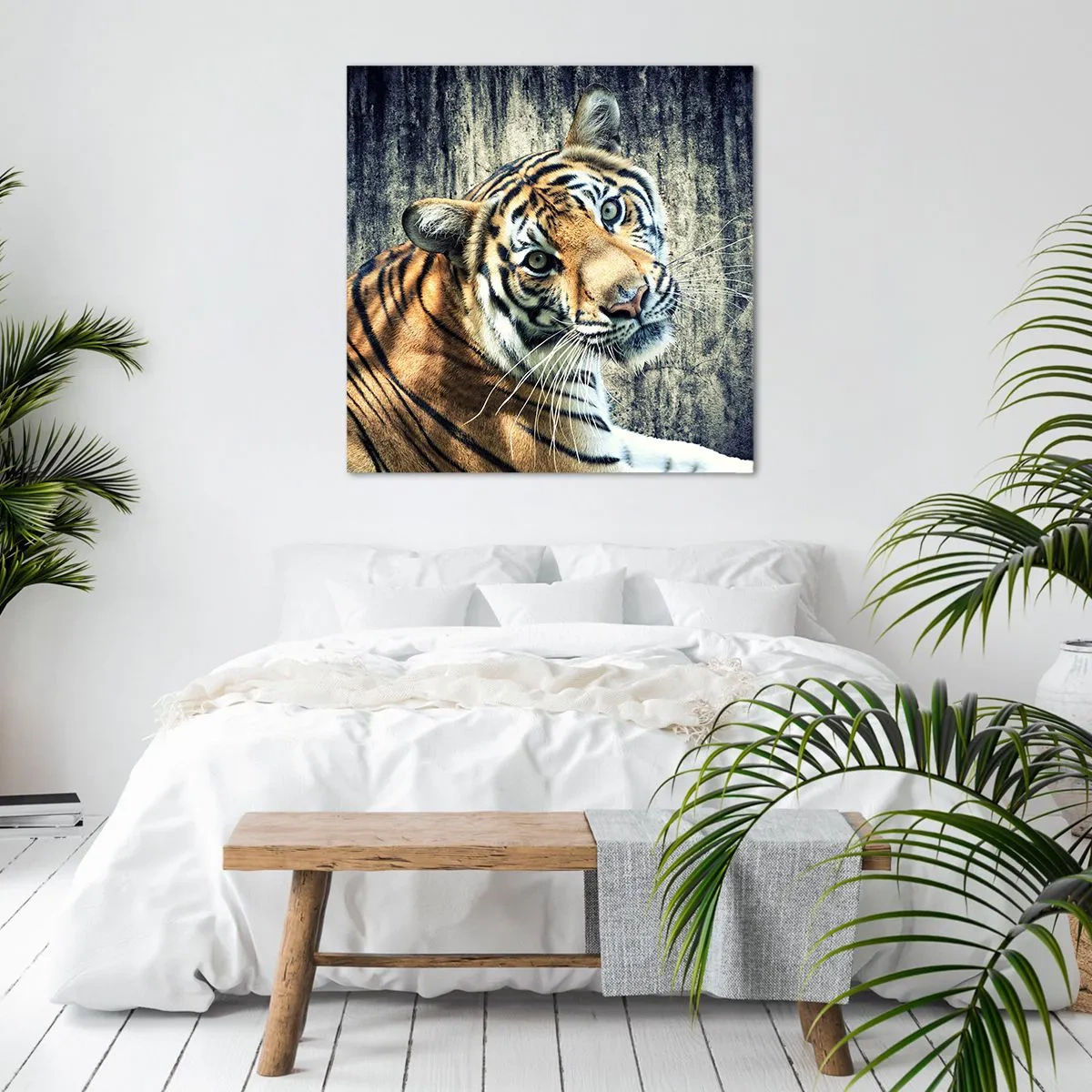 Bild auf Leinwand - Leinwandbild - Portrait in Lichtstrahlen - 50x50 cm