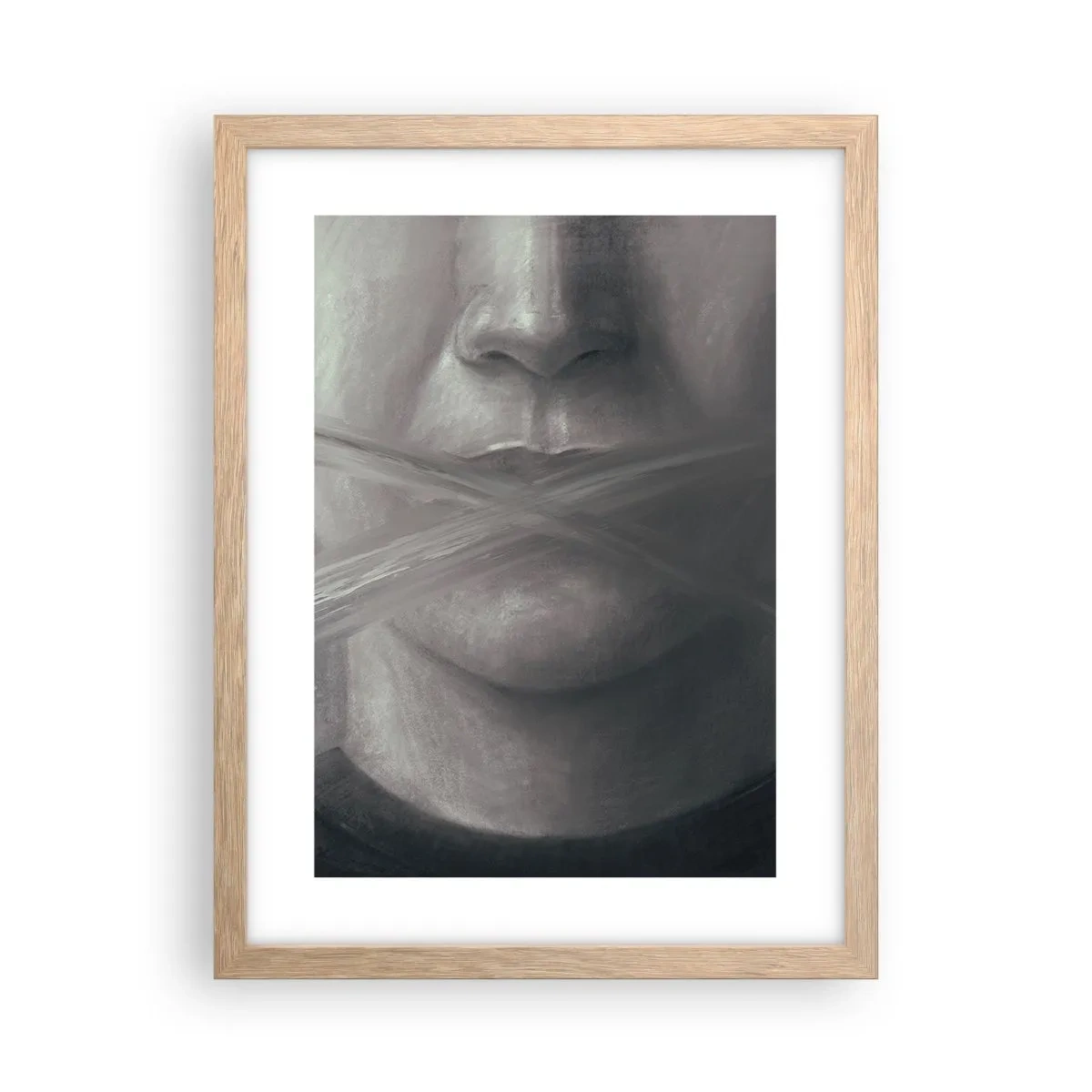 Poster in einem Rahmen aus heller Eiche - Ohne ein Wort - 30x40 cm