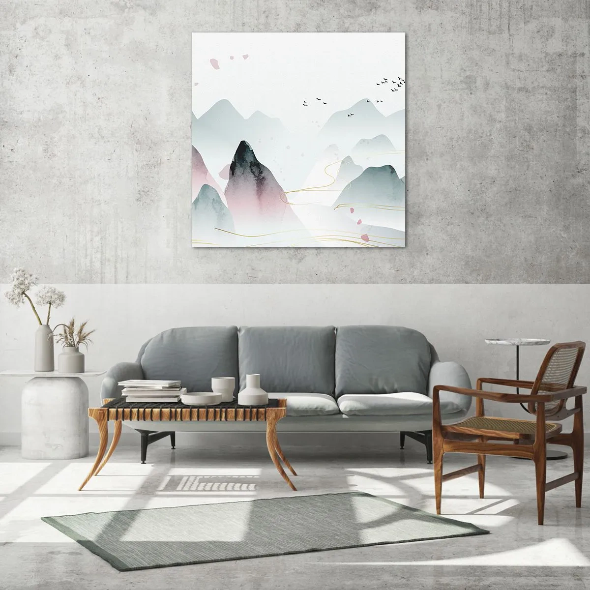 Glasbild - Bild auf glas - Über die Gipfel - 40x40 cm