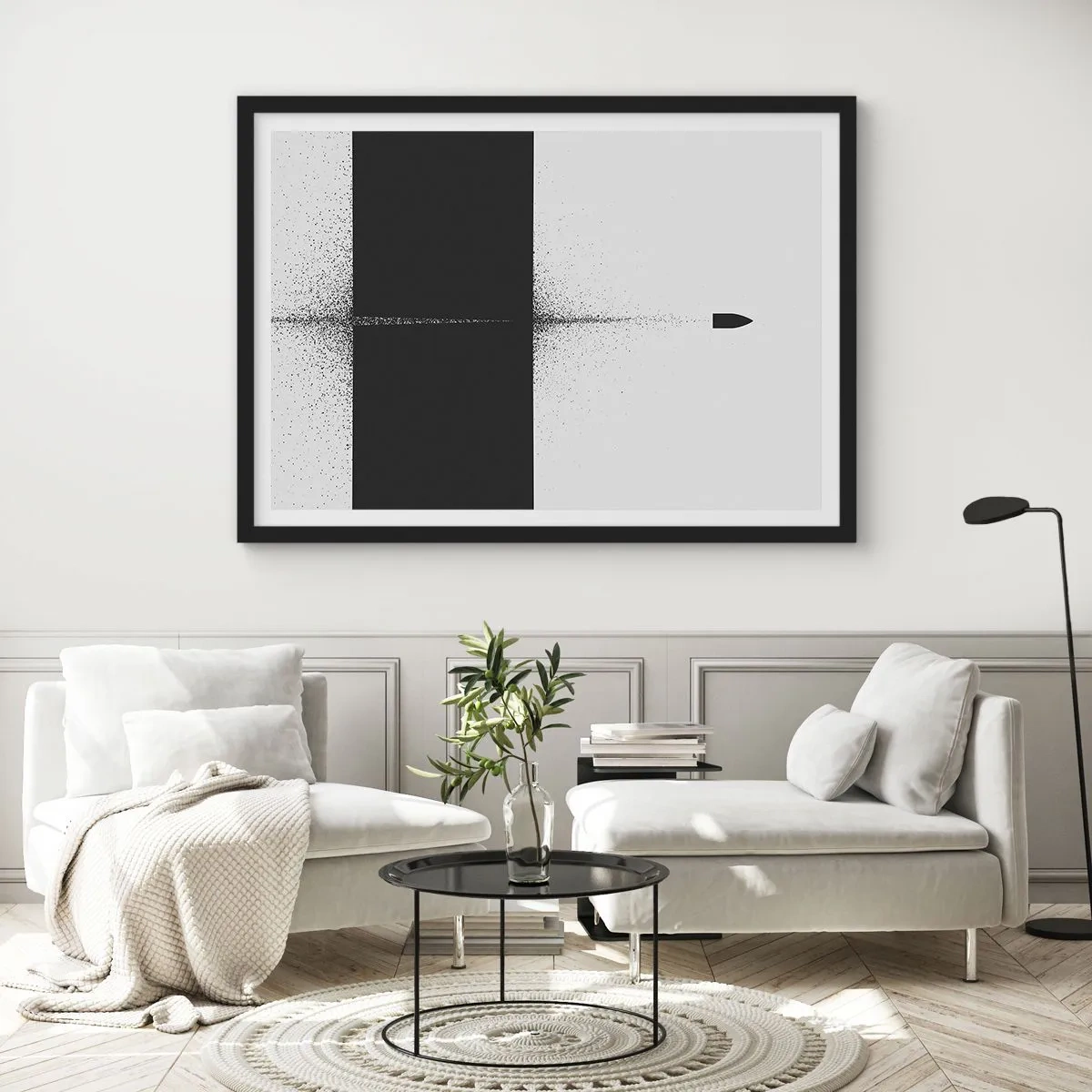 Poster in einem schwarzem Rahmen - Direkt zum Ziel - 50x40 cm