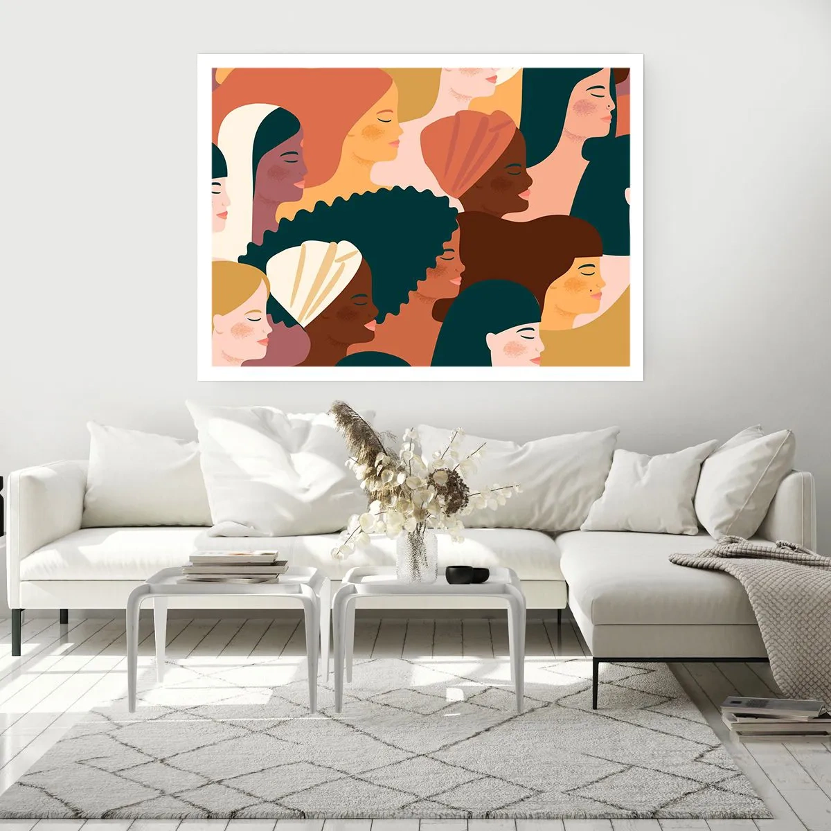 Poster - Farbenfrohe Frauenprofile in verschiedenen Stilen - 100x70cm - Nur Weiblichkeit - Moderne Wanddekoration für Wohnzimmer und Schlafzimmer ARTTOR