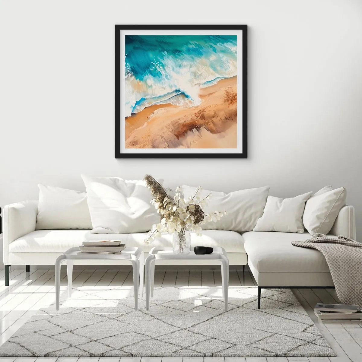 Poster in einem schwarzem Rahmen - Zurückkehrende Welle - 40x40 cm