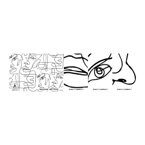 Fototapeten Muster Selbstklebend Deluxe Sticker - In verworrenen Gefühlen - Gesichter, Linie, Augen - 100x30 cm