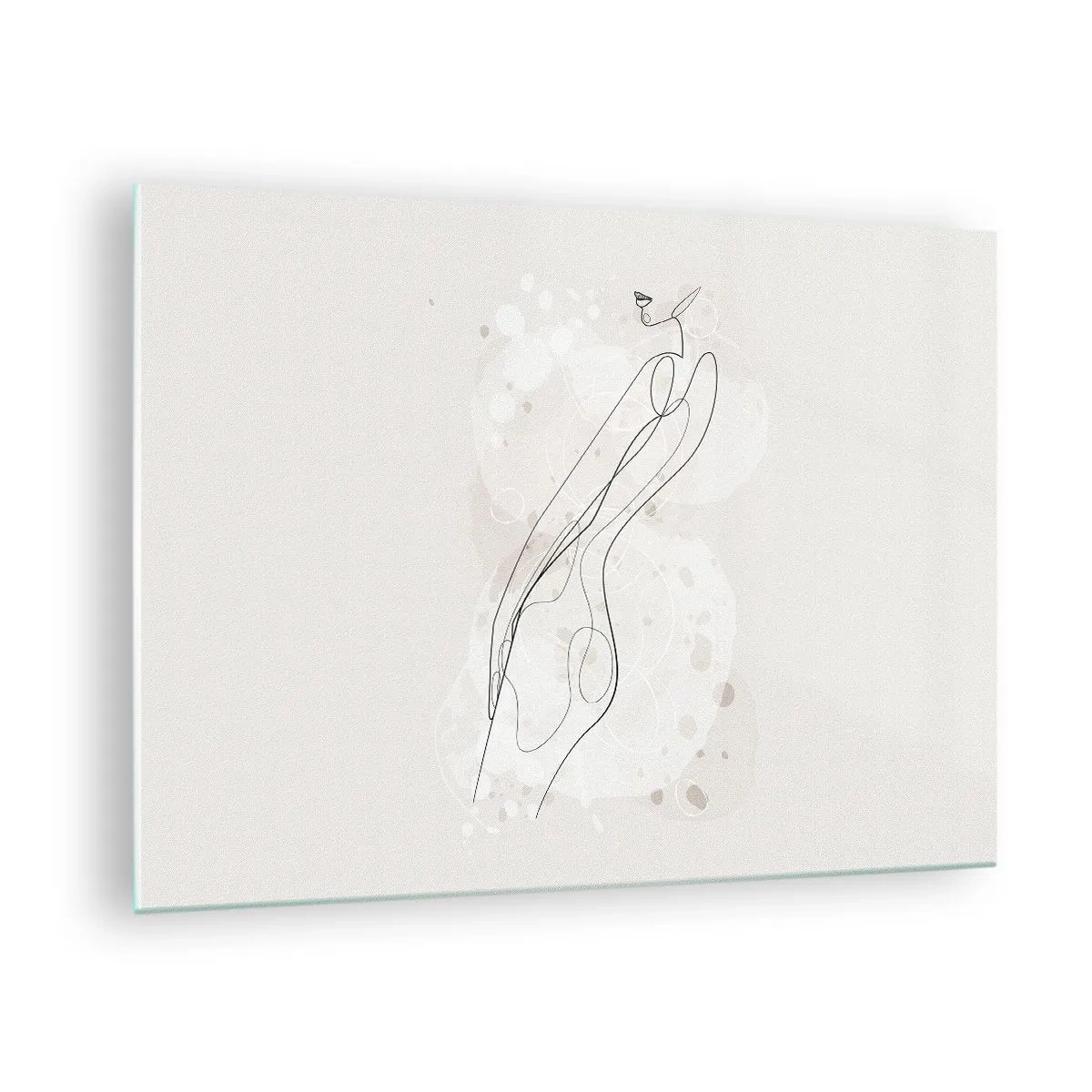 Glasbild - Bild auf glas - Konturierte Silhouette einer Frau in Beigetönen - 70x50cm - Der Blick schweift - Moderne Wanddekoration für Wohnzimmer und Schlafzimmer ARTTOR