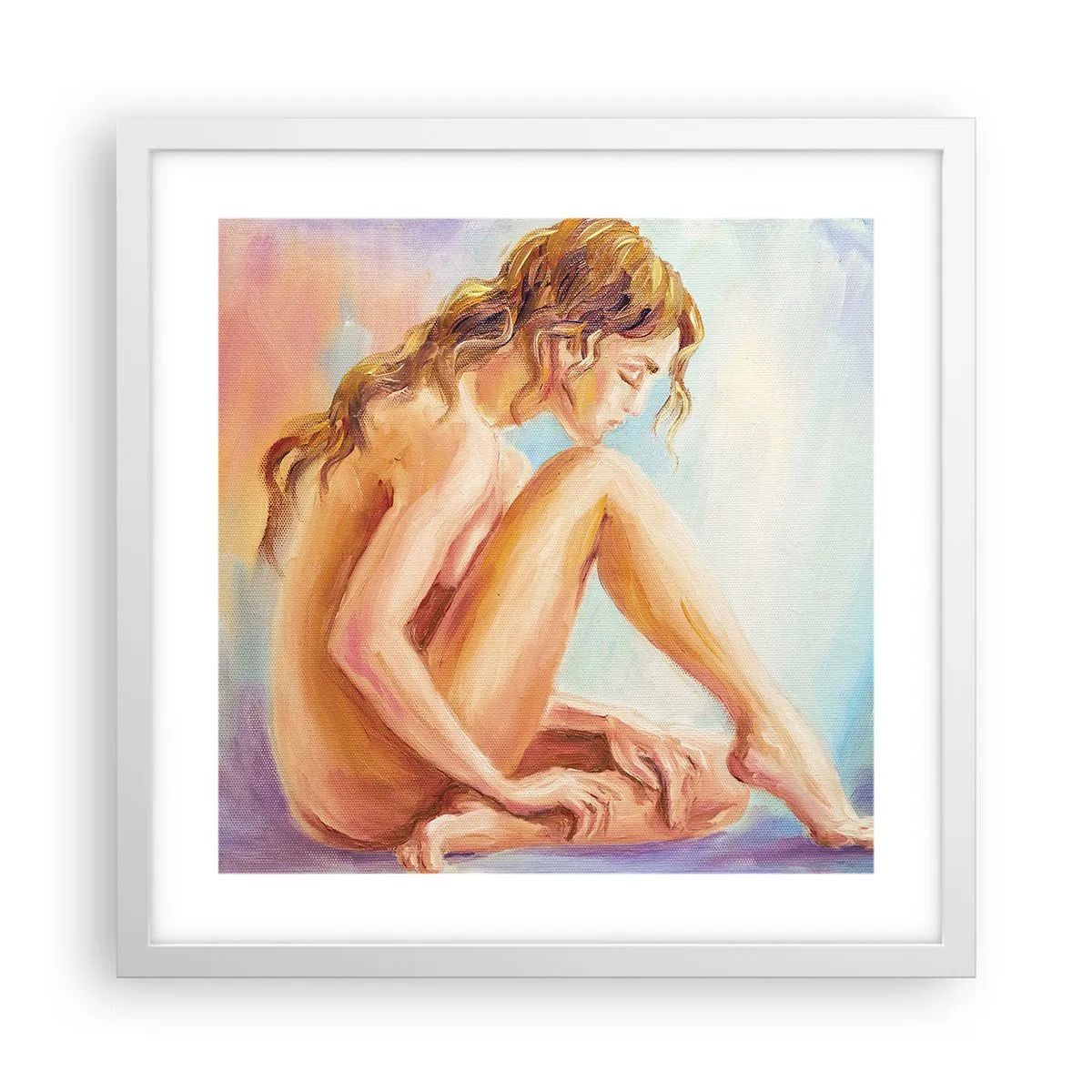 Poster in einem weißen Rahmen - Akt der Jugend - 40x40 cm