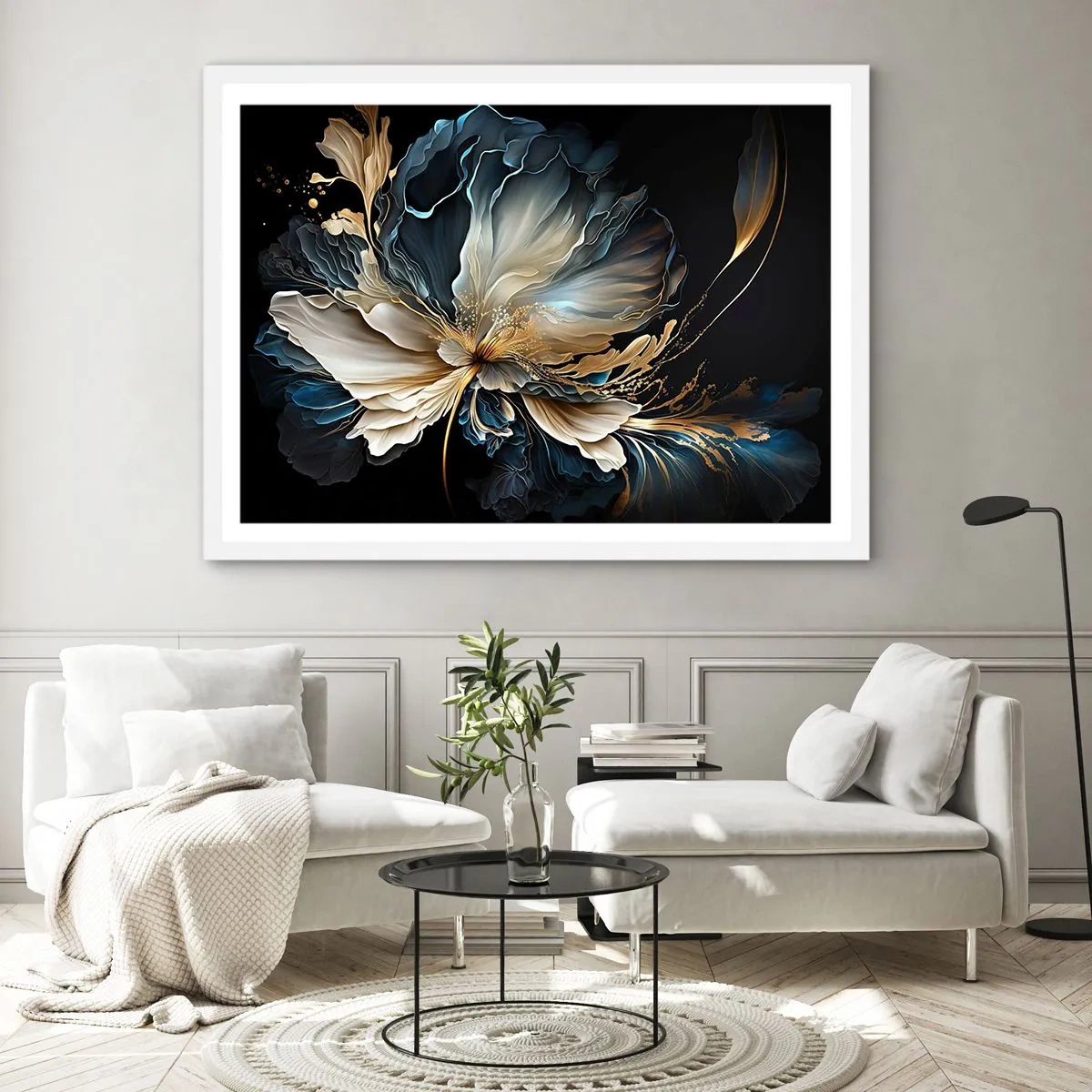 Poster in einem weißen Rahmen - Märchenhafte Farnblume - 70x50 cm