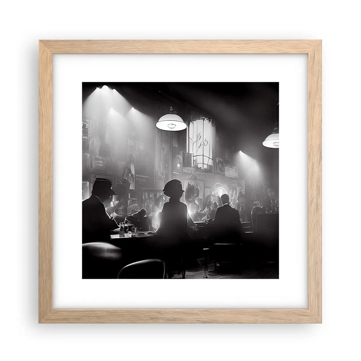 Poster in einem Rahmen aus heller Eiche - In Jazz-Atmosphäre - 30x30 cm