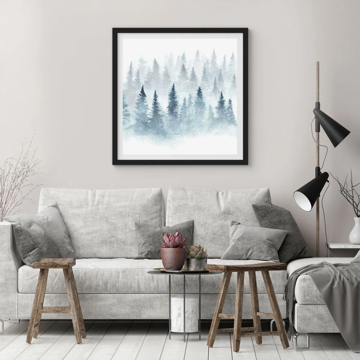 Poster in einem schwarzem Rahmen - In Nebel gehüllt - 30x30 cm