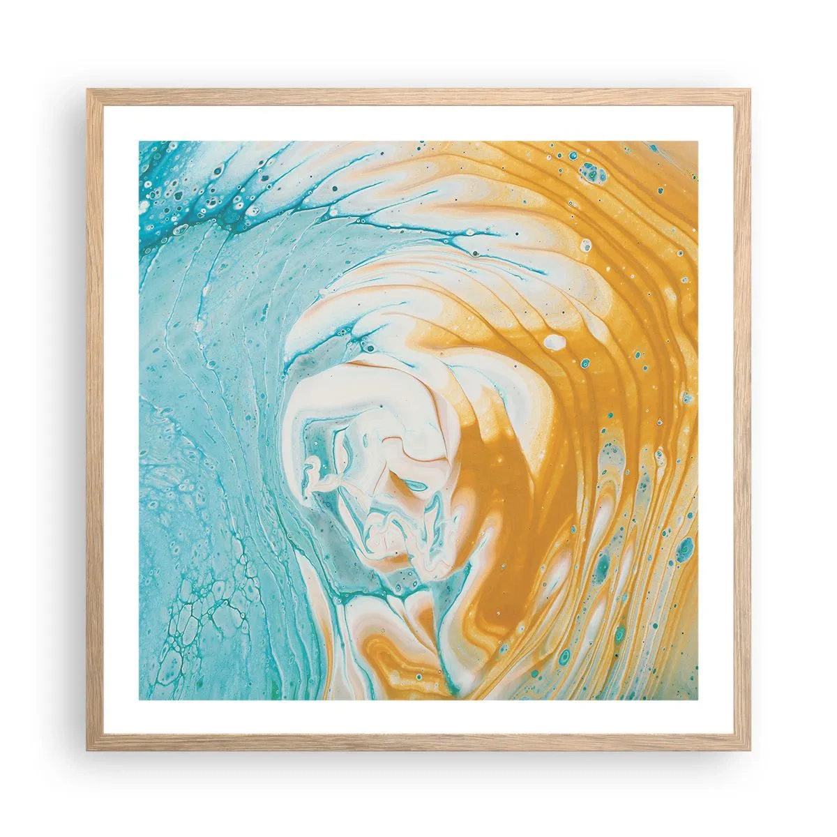Poster in einem Rahmen aus heller Eiche - Pastellwirbel - 60x60 cm