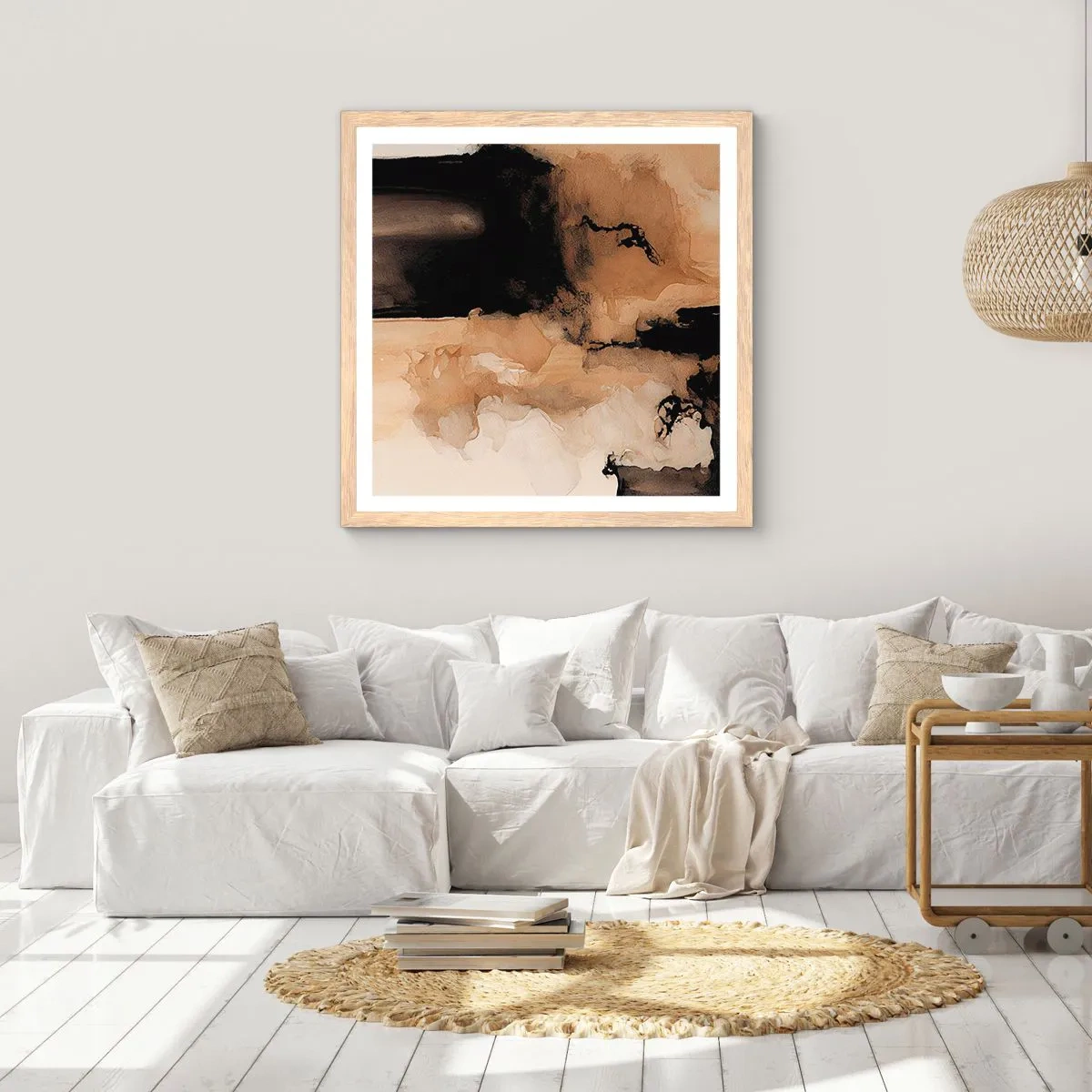 Poster in einem Rahmen aus heller Eiche - Faszinierende Abstraktion - 40x40 cm
