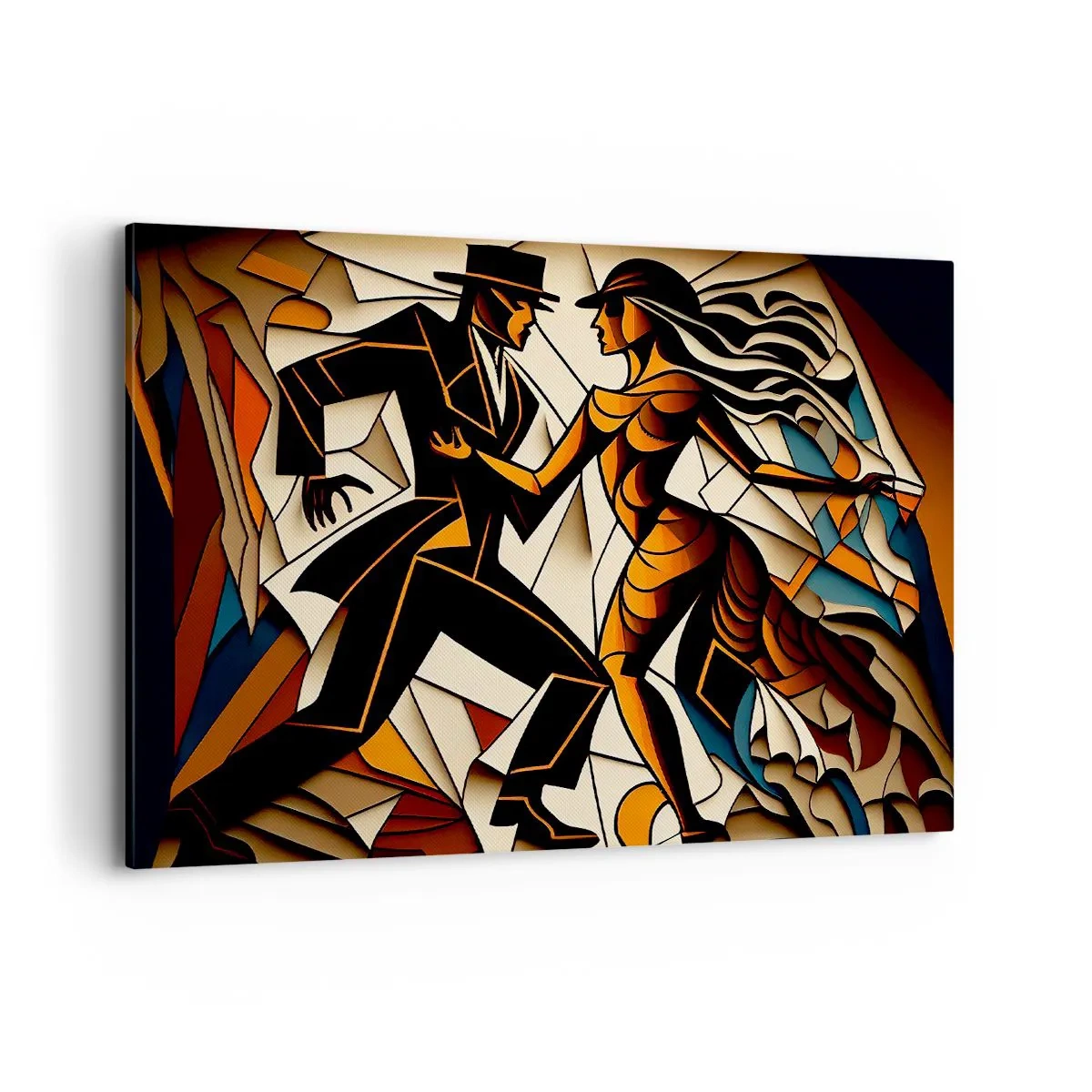 Bild auf Leinwand - Leinwandbild - Ein dynamisches Paar tanzt in abstrakter Form. - 100x70cm - Tanz der Passion und Leidenschaft - Moderne Wanddekoration für Wohnzimmer und Schlafzimmer ARTTOR