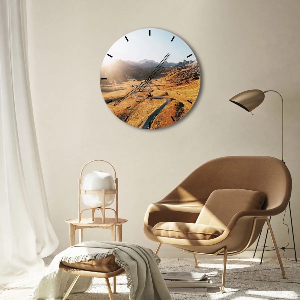 Wanduhr - Glasuhr - In einem goldenen Tal - 40x40 cm