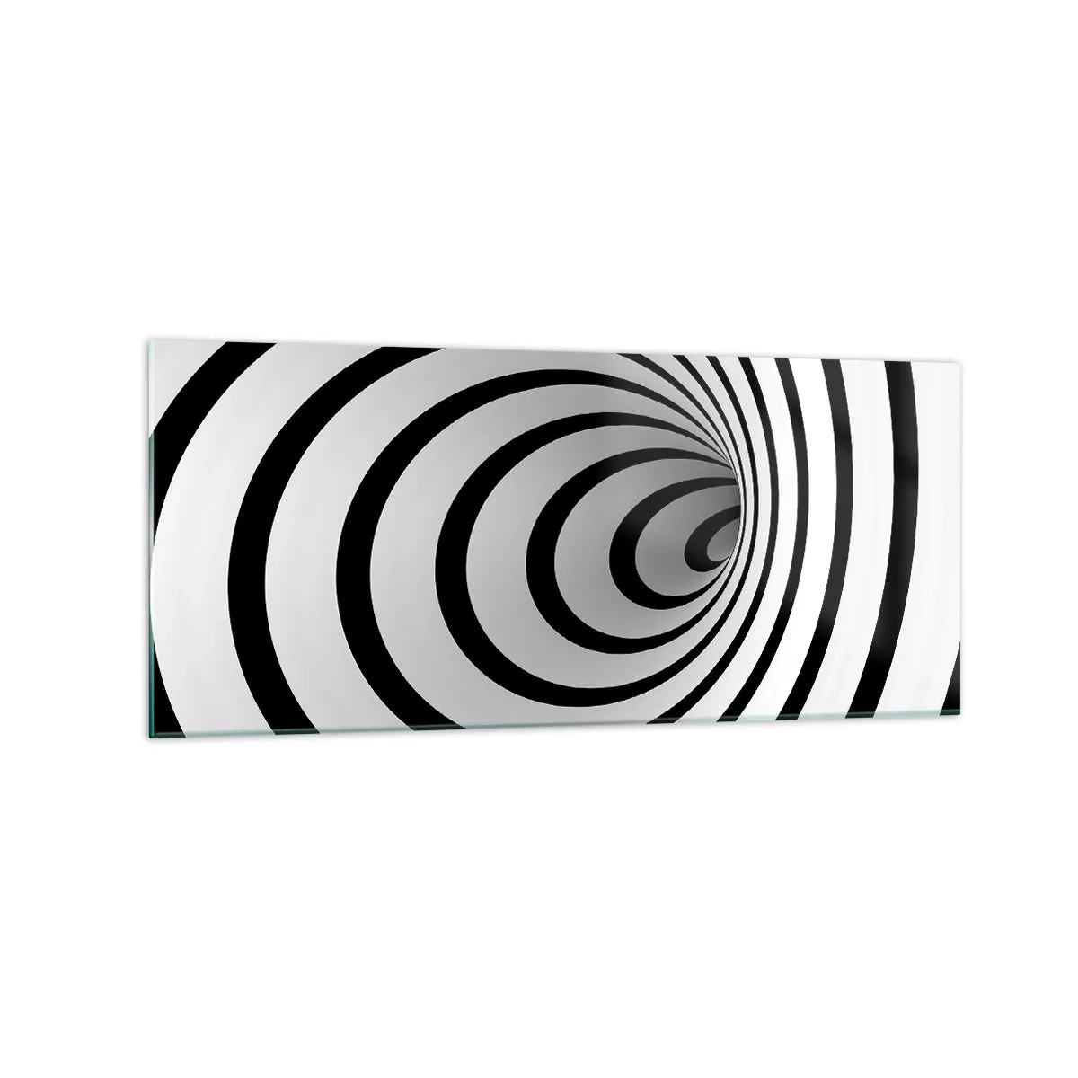 Glasbild - Bild auf glas - Eine schwarz-weiße Spirale mit hypnotischer Wirkung - 120x50cm - Sie können dem auch nicht widerstehen? - Moderne Wanddekoration für Wohnzimmer und Schlafzimmer ARTTOR