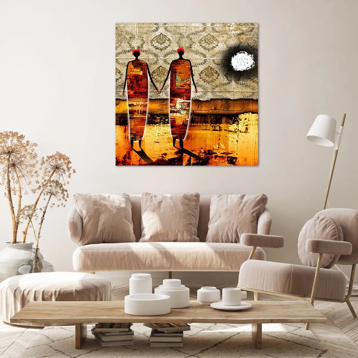 Bild auf Leinwand - Leinwandbild - Ethnische Zusammensetzung in den Farben Afrikas - 40x40 cm
