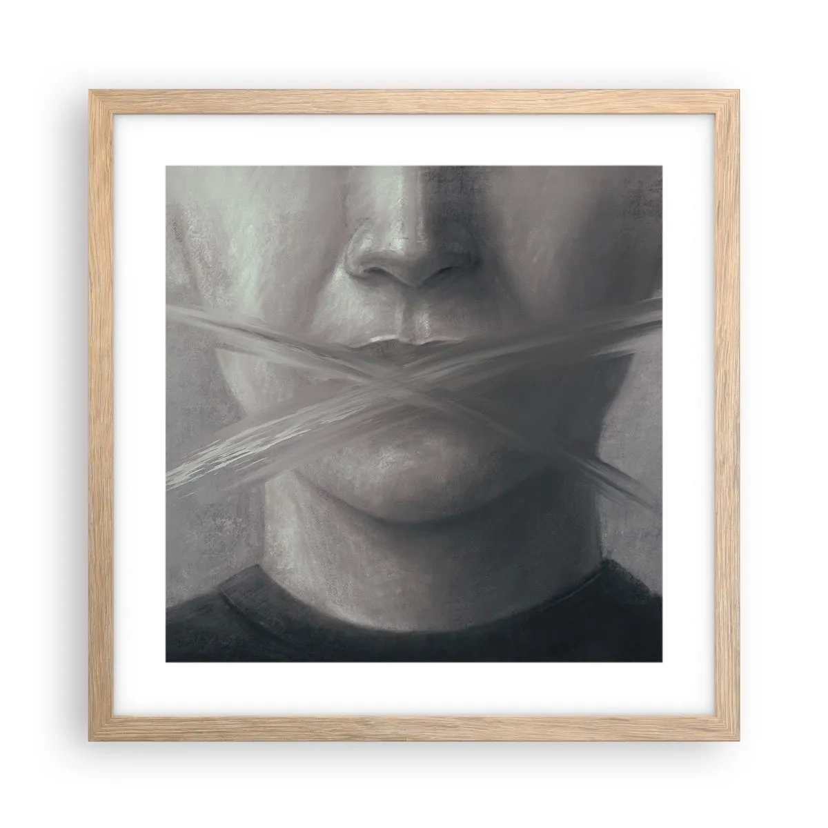 Poster in einem Rahmen aus heller Eiche - Ohne ein Wort - 40x40 cm