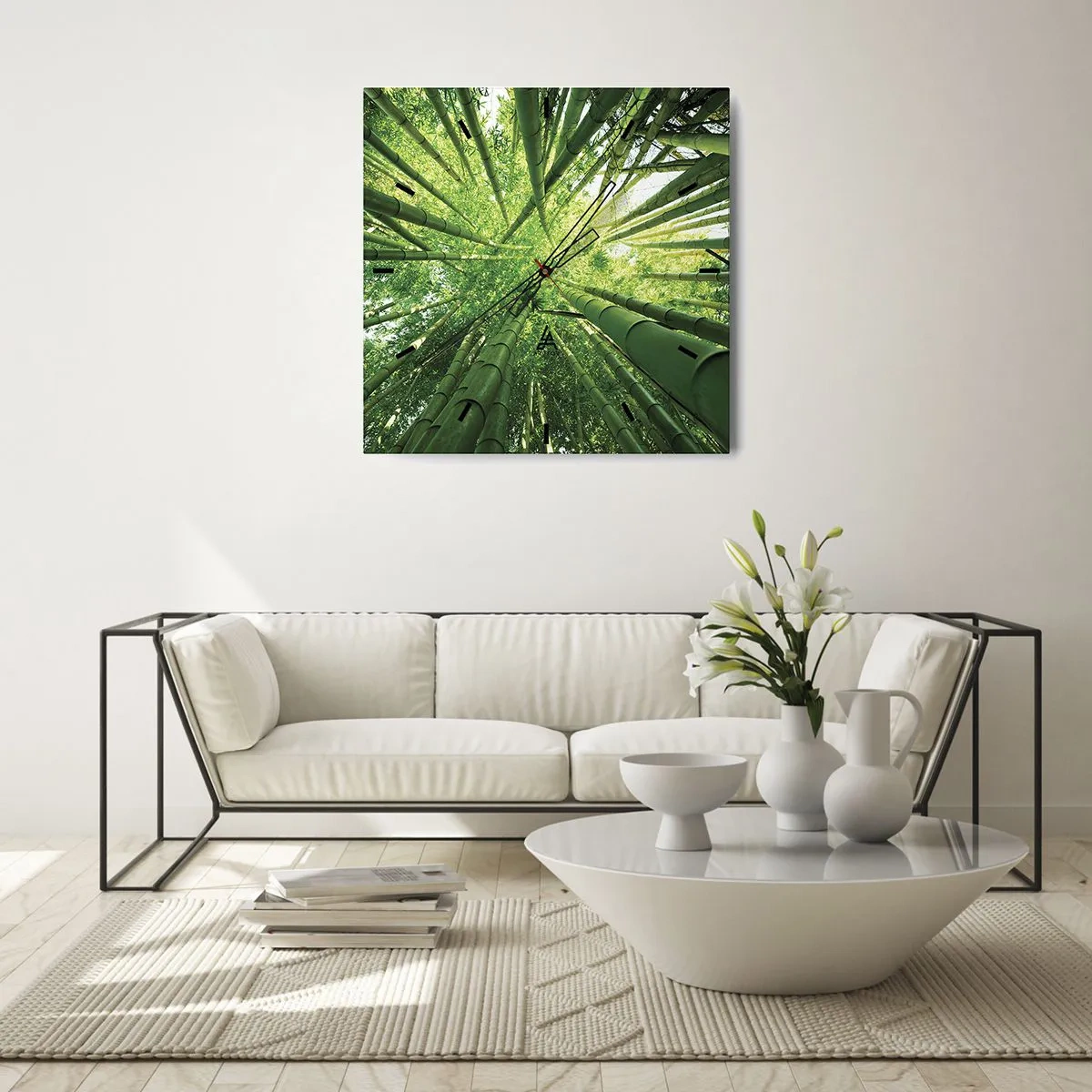 Wanduhr - Glasuhr - In einem Bambushain - 30x30 cm