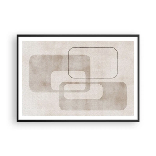 Poster in einem schwarzem Rahmen - Eine minimalistische Komposition mit Rechtecken in Beigetönen auf dezentem Hintergrund. - 100x70cm - Geometrische Fuge - Moderne Wanddekoration für Wohnzimmer und Schlafzimmer ARTTOR