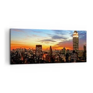 Bild auf Leinwand - Leinwandbild - Leuchtende amerikanische Nacht - 100x40 cm