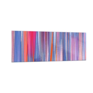 Glasbild - Bild auf glas - Abstrakte vertikale Linien in Blau- und Rosatönen - 140x50cm - Aufstieg zum Regenbogen - Moderne Wanddekoration für Wohnzimmer und Schlafzimmer ARTTOR