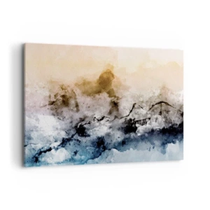 Bild auf Leinwand - Leinwandbild - Abstrakte Landschaft mit Nebel und dezenten Farben - 100x70cm - In einer Nebelwolke ertrunken - Moderne Wanddekoration für Wohnzimmer und Schlafzimmer ARTTOR