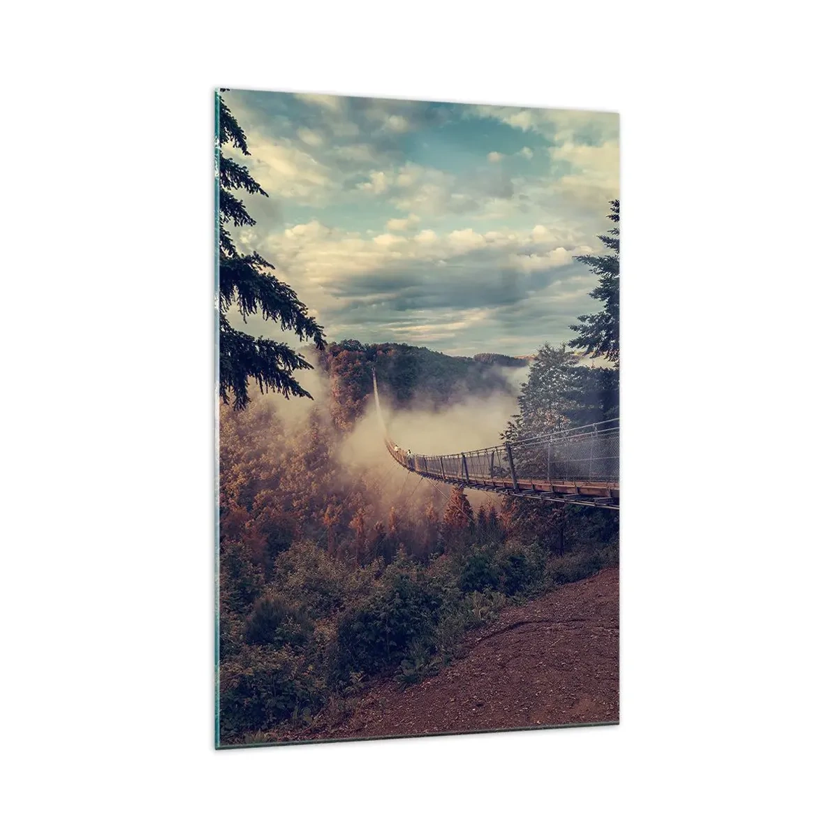 Glasbild - Bild auf glas - Über dem Herbstwald - 70x100 cm