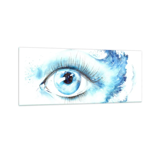 Glasbild - Bild auf glas - Tauchen Sie ein in das Blau der Blicke - 100x40 cm