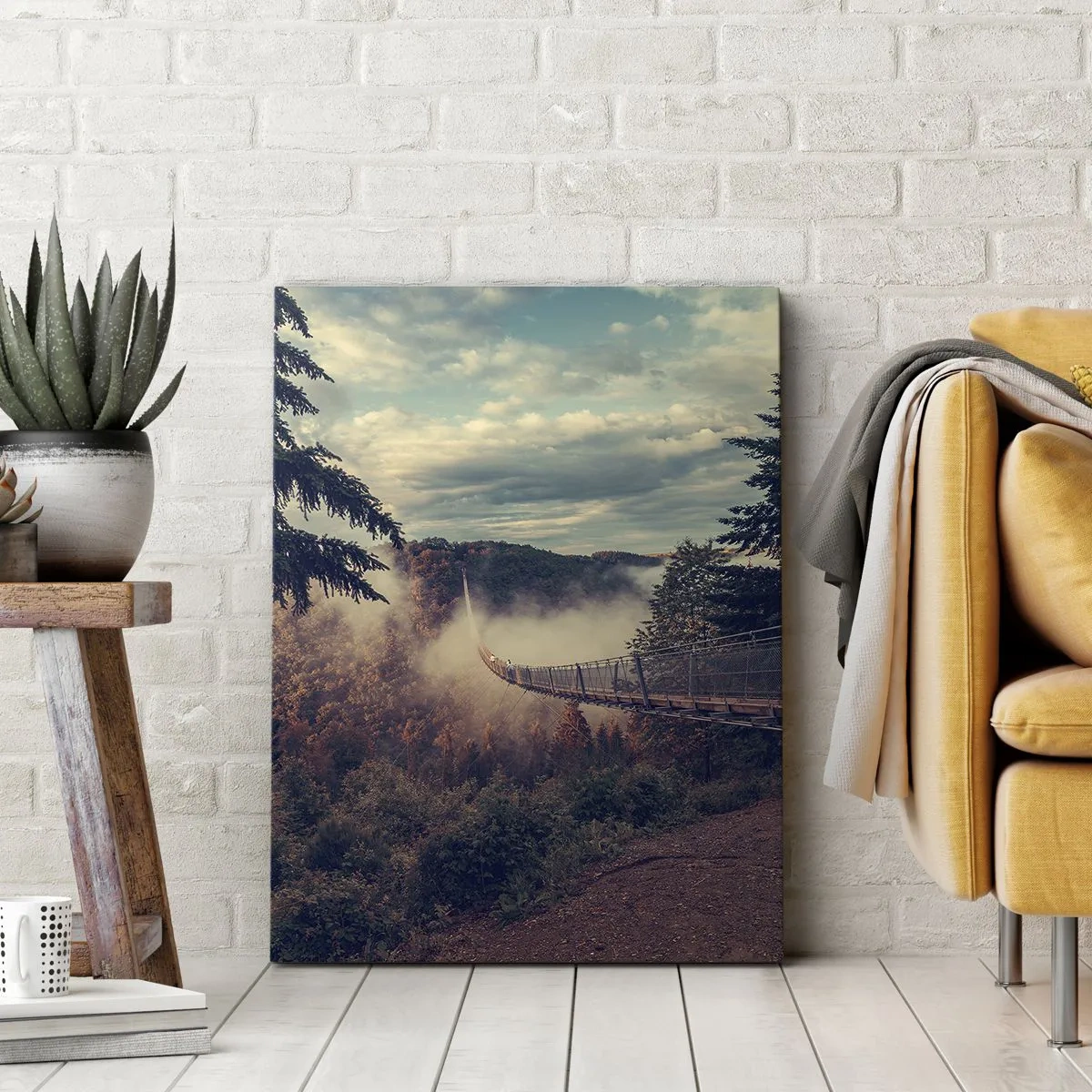 Bild auf Leinwand - Leinwandbild - Über dem Herbstwald - 70x100 cm