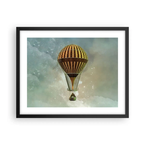 Poster in einem schwarzem Rahmen - Pionierflüge - 50x40 cm