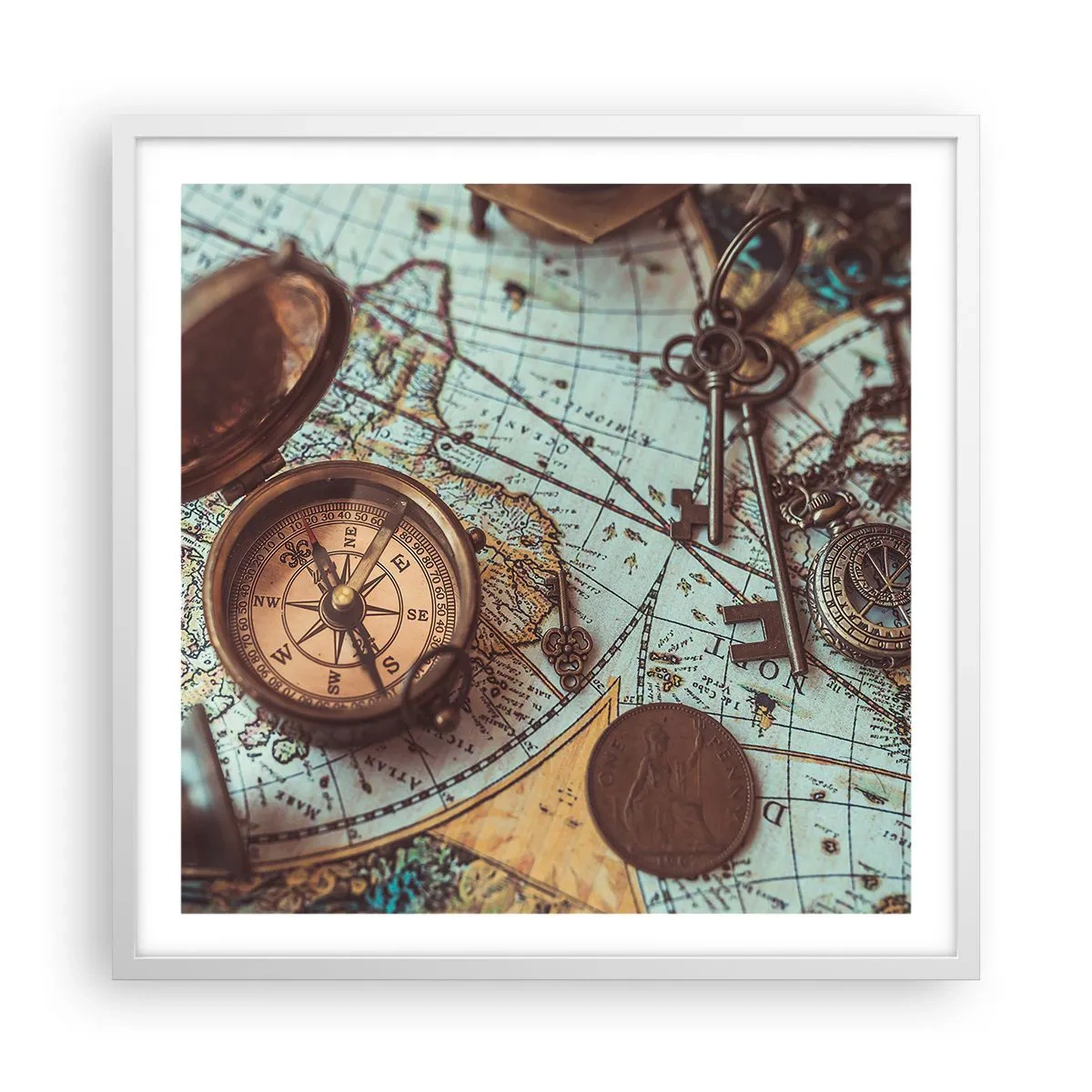 Poster in einem weißen Rahmen - Für den Abenteurer - 60x60 cm