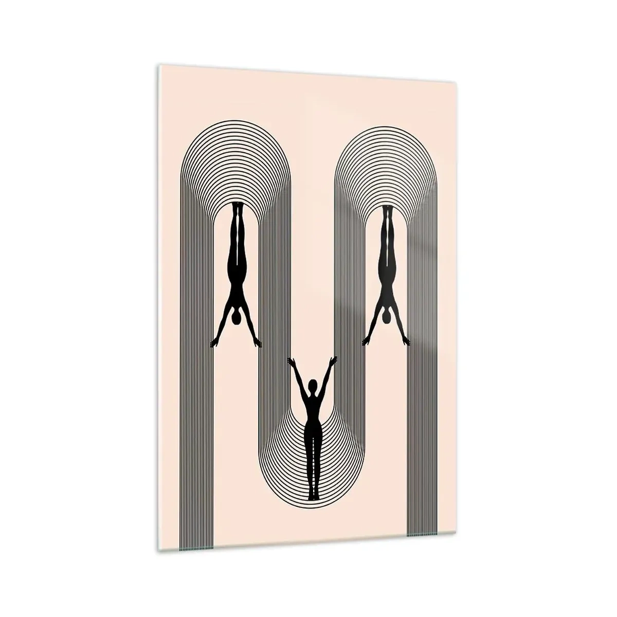 Glasbild - Bild auf glas - Geometrische Silhouetten auf beigem Hintergrund - 70x100cm - Verkehrt herum - Moderne Wanddekoration für Wohnzimmer und Schlafzimmer ARTTOR