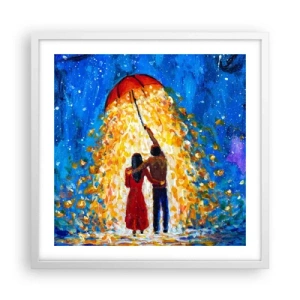 Poster in einem weißen Rahmen - Zauber eines Regenabends? - 50x50 cm