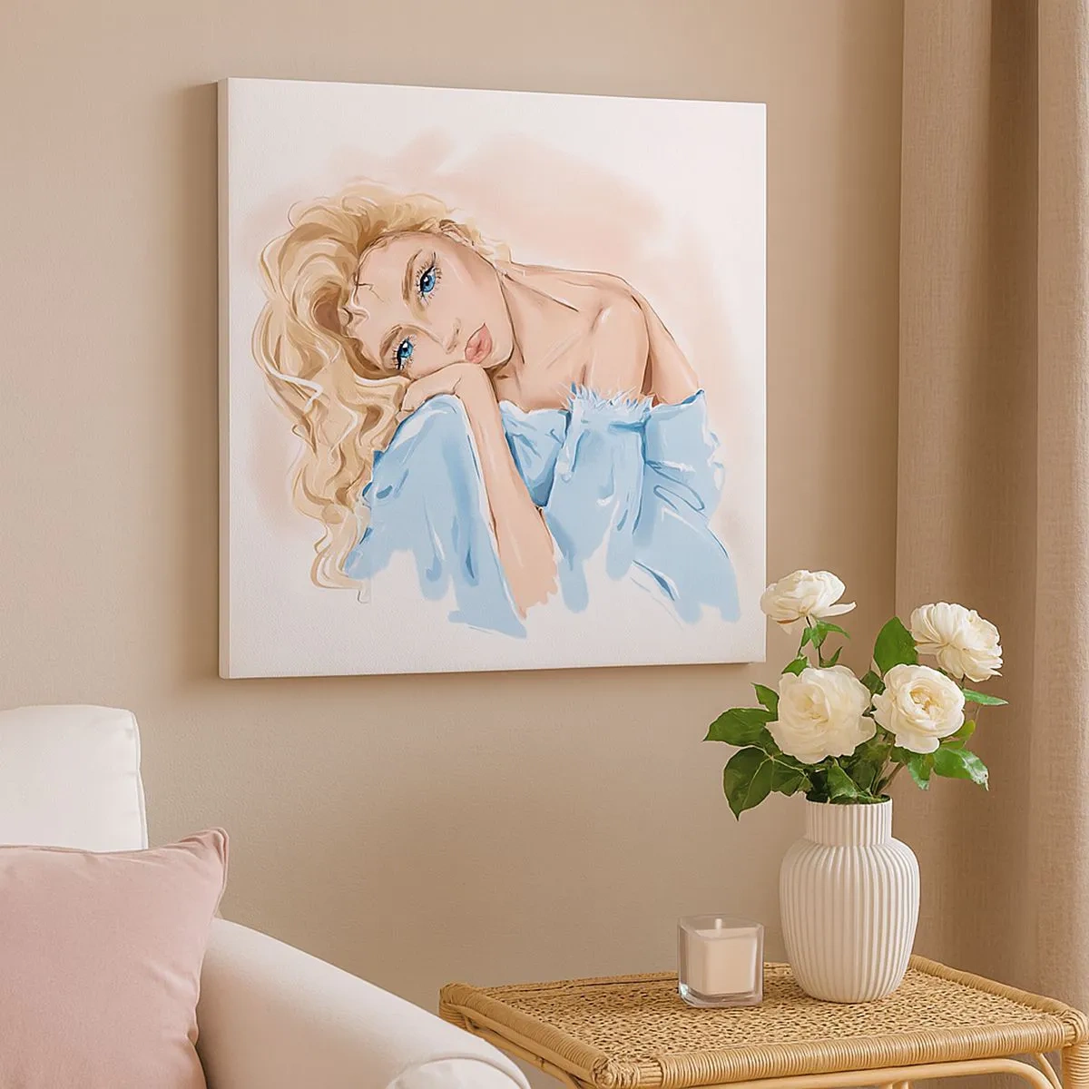 Bild auf Leinwand - Leinwandbild - Verträumt im Blau - 30x30 cm