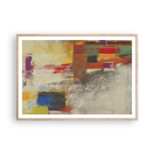 Poster in einem Rahmen aus heller Eiche - Geometrie der Farben - 100x70 cm