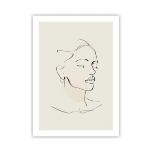 Poster - Porträt einer Frau im minimalistischen Line-Art-Stil - 50x70cm - Eine bestimmte Linie - Moderne Wanddekoration für Wohnzimmer und Schlafzimmer ARTTOR