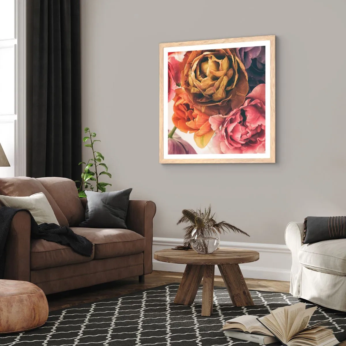 Poster in einem Rahmen aus heller Eiche - Eine Feier des Lebens - 60x60 cm