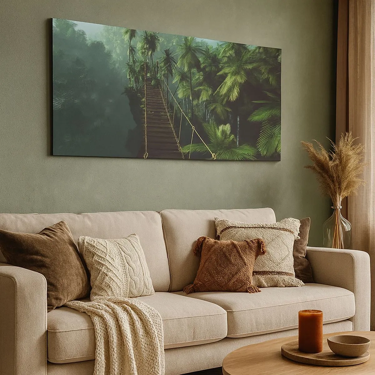 Bild auf Leinwand - Leinwandbild - Über der Brandung des Grüns - 100x40 cm