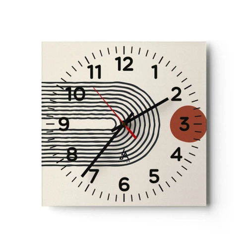 Wanduhr - Glasuhr - Magnetismus von Formen und Farben - 30x30 cm