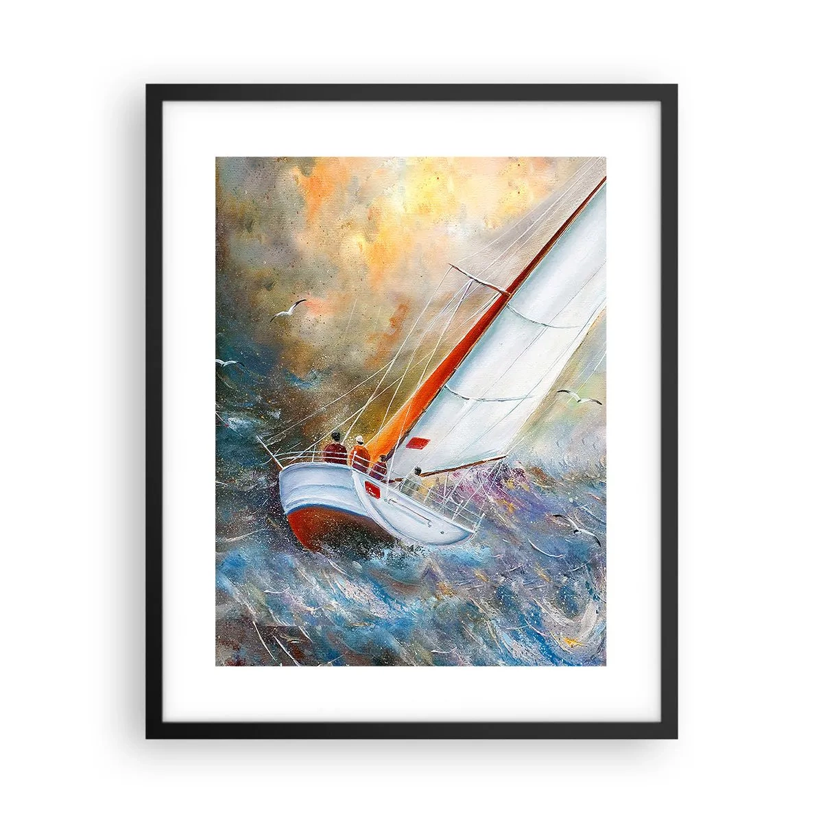 Poster in einem schwarzem Rahmen - Durch die Wellen laufend - 40x50 cm